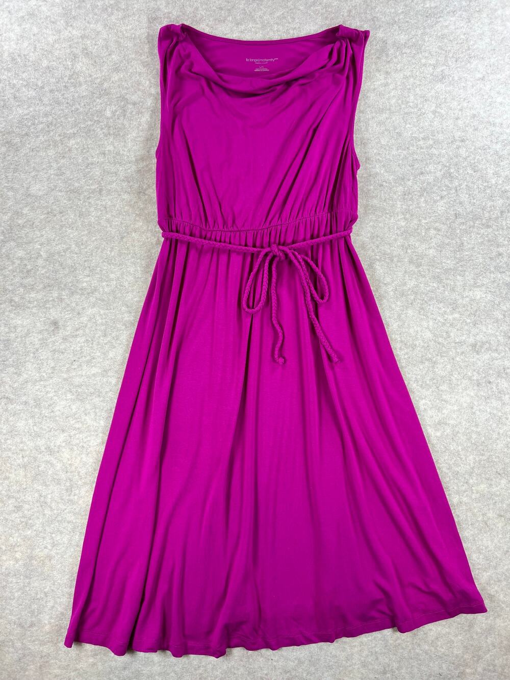 Liz Lange Maternity Drape Neck Dress Tie Waist Magenta Size Large